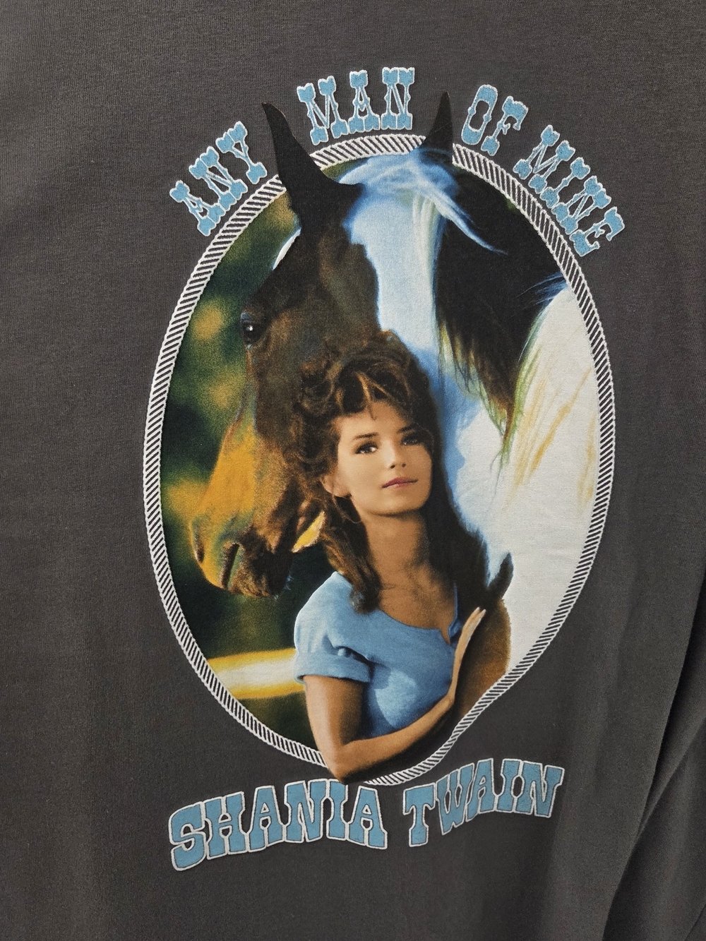 Shania Twain Any Man Of Mine Charcoal Short Sleeve Tshirt 90s Country